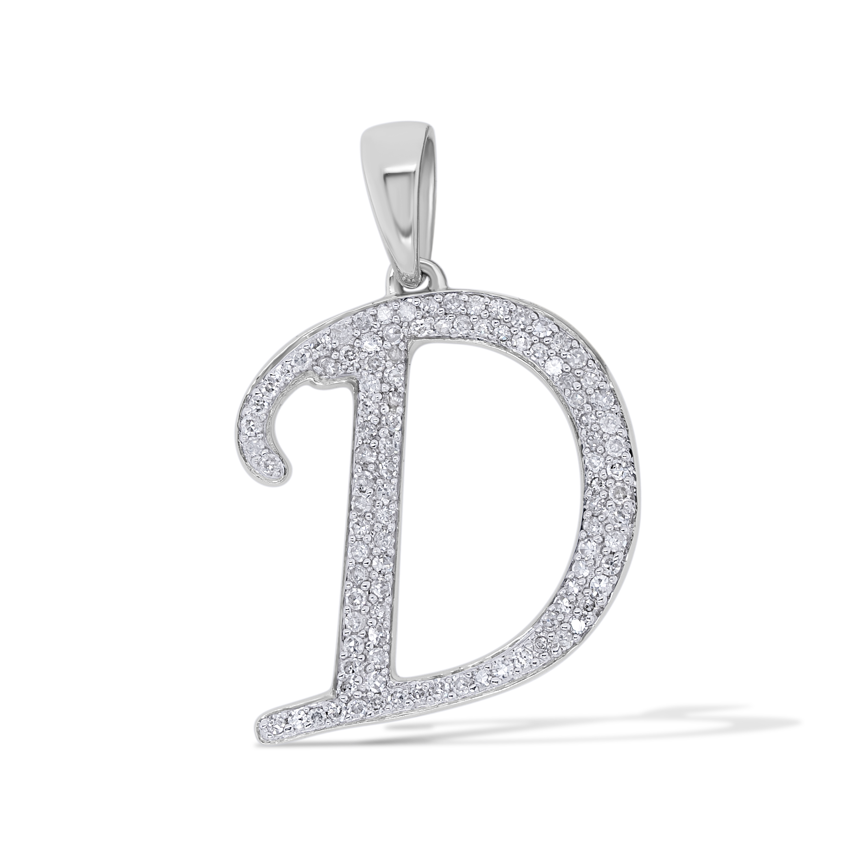 Diamond Letter D Pendant 0.25 ct. 10K White Gold